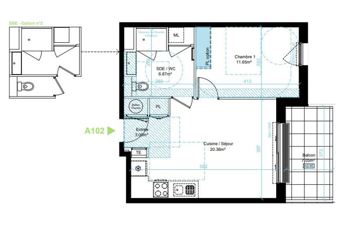 Appartement Saint Aubin D'Aubigné 2 pièces 42.12 m2 — photo 2