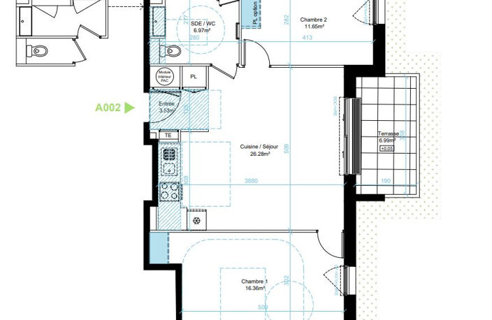 SAINT-AUBIN-D'AUBIGNE - T3 de 64.60 m² avec terrasse et parking — photo 2