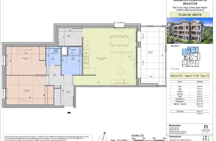 Challes les eaux, T3 Neuf de 71m2 avec terrasse de 14m2 — photo 2