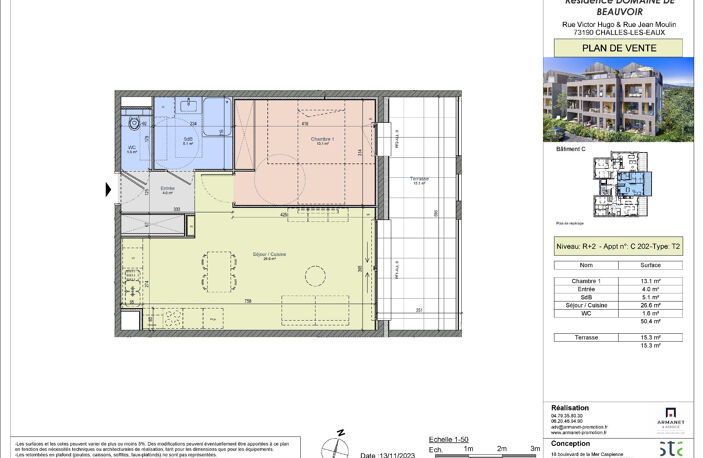 Challes les eaux, T2 Neuf de 50m2 en étage avec ascenseur et — photo 2