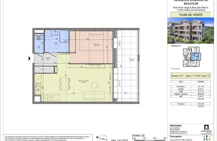 Challes les eaux, T2 Neuf de 50m2 avec terrasse de 15m2 — photo 3