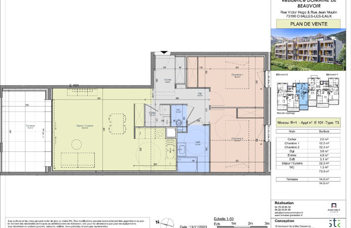 Challes les eaux, T3 Neuf de 73,70m2 avec terrasse de 14m2 — photo 3