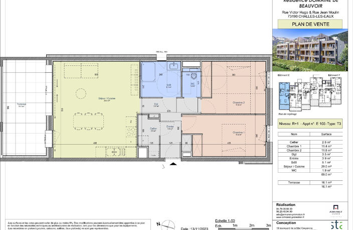 Challes les eaux, T3 Neuf de 69m2 avec terrasse de 16m2 — photo 3