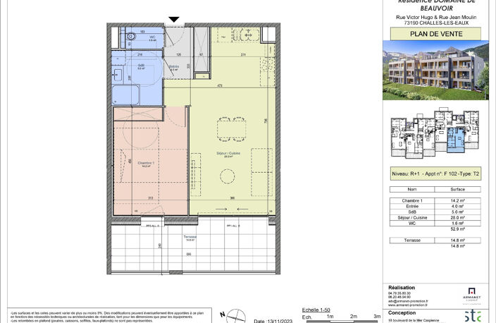Challes les eaux, T2 Neuf de 53m2 avec terrasse de 15m2 — photo 2