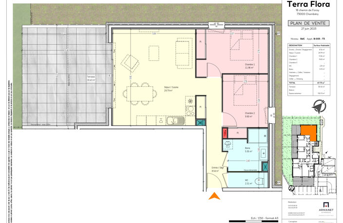Chambéry Bissy, beau T3 Neuf  68  M2 avec terrasse de 30  m2 — photo 2