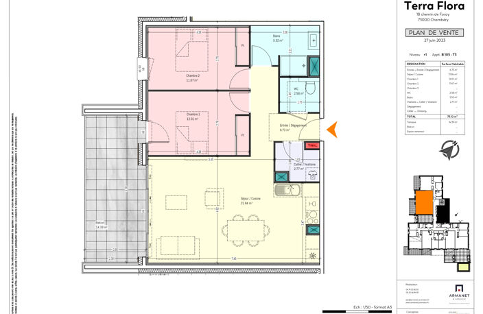Chambéry Bissy, T3 Neuf  73.12m2 au calme avec terrasse de 1 — photo 2