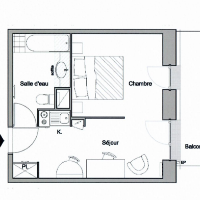 Appartement 2 pièces 128000 €