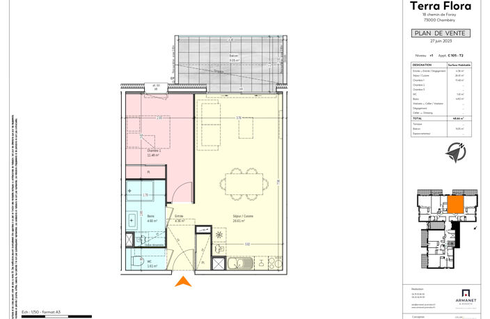 Chambéry Bissy, beau T2 Neuf de 48m2 avec balcon de 9m2. — photo 3