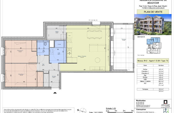 Challes les eaux, T3 Neuf de 72m2 avec terrasse de 14m2 — photo 2