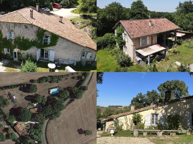 Prix en baisse ! A vendre, Gers, proche Castéra-Verduzan: Tout un hameau rural de 3 maisons en pierre sur 1,2ha avec écuries, piscine et dépendances — photo du bien