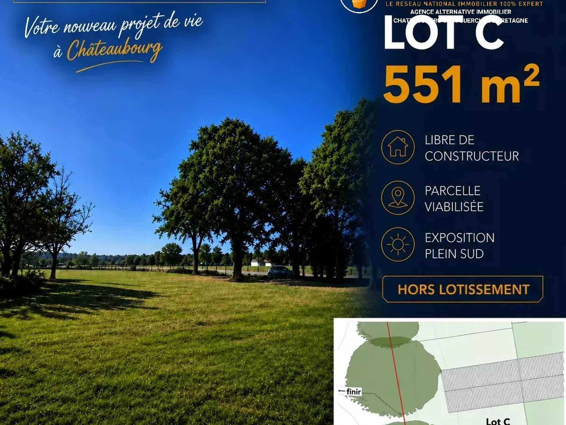 Vente Terrain 551 m2 à Châteaubourg · 145 000 €