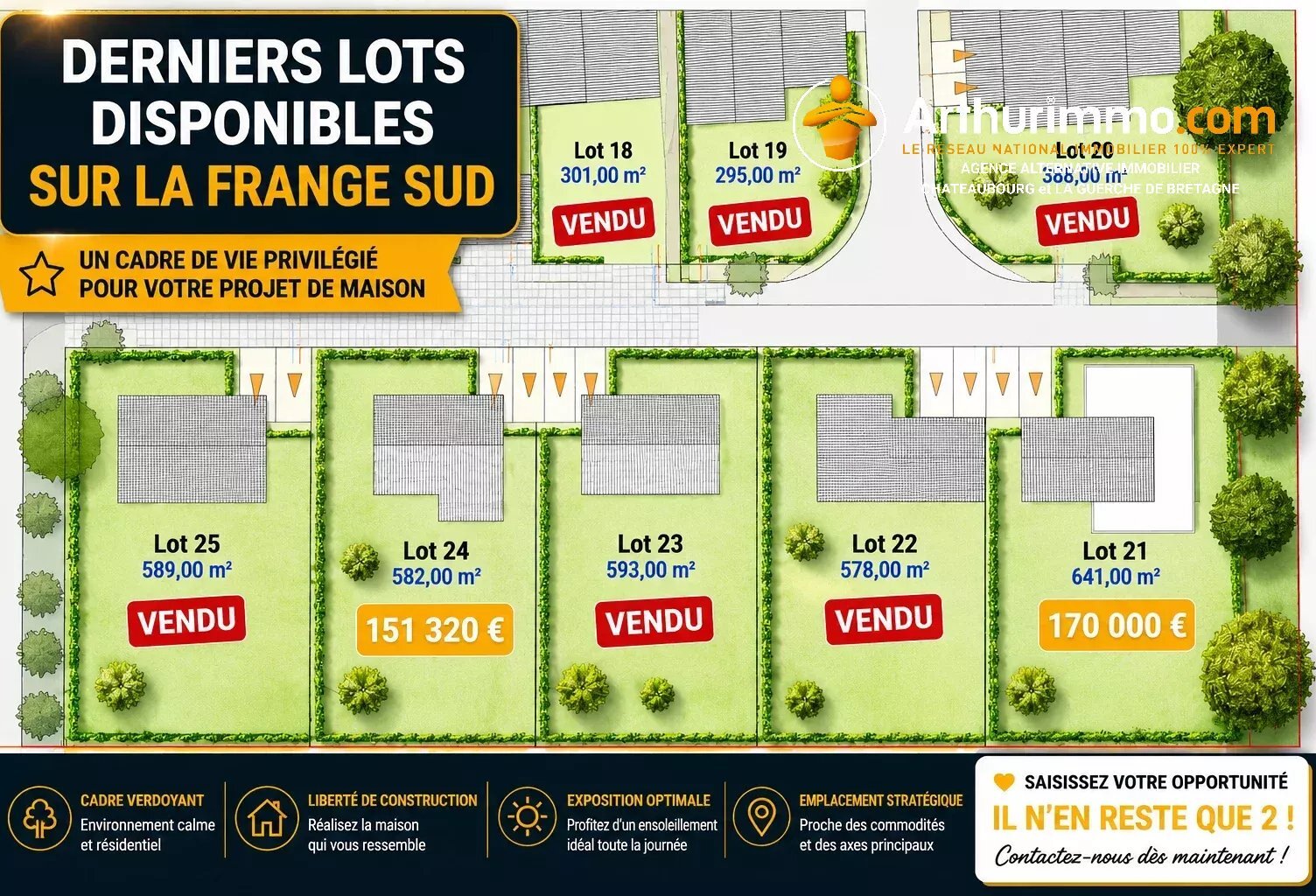 Terrain à bâtir avec magnifique vue plein sud, CHATEAUBOURG, 582 m², libre de constructeur — photo 1