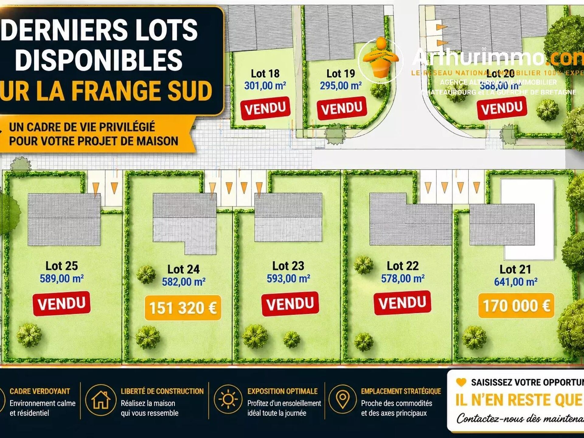 Vente Terrain 582 m2 à Châteaubourg · 151 320 €
