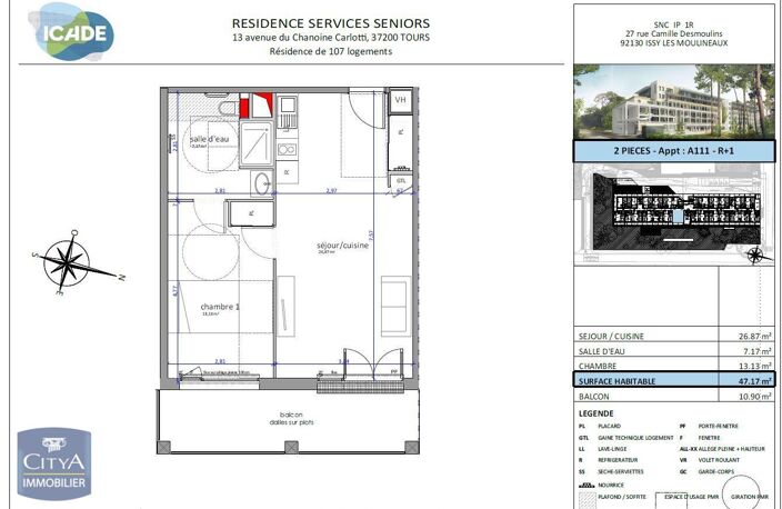 Location appartement 2 pièces 47 m² à Tours (37200) — photo 5