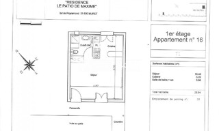 Appartement 1 Pièce 29 m² à louer à Muret (31600)