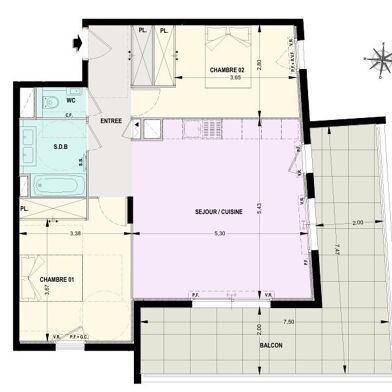 Appartement 3 pièces 390000 €