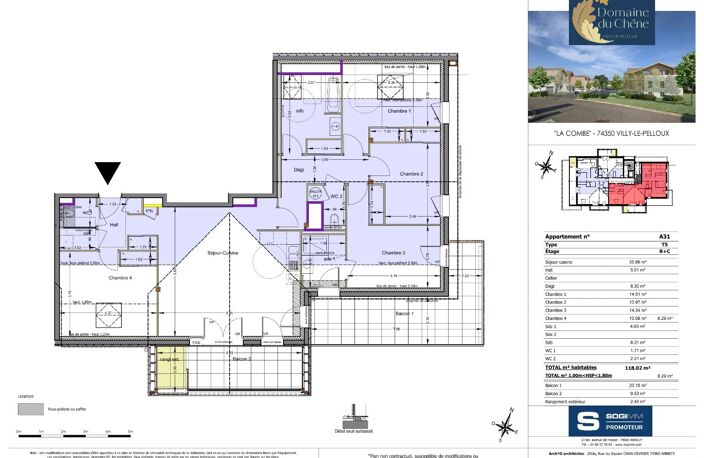 Appartement en Attique - Type 5 - VILLY LE PELLOUX — photo 3