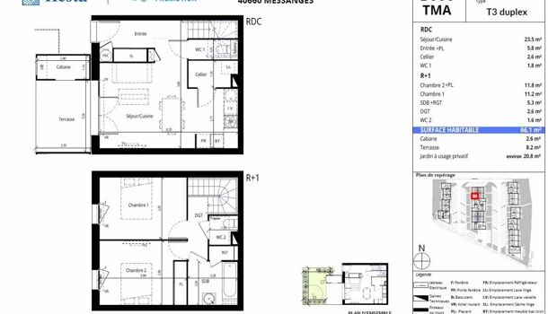 Villa / Maison 3 pièces  à vendre Messanges 40660