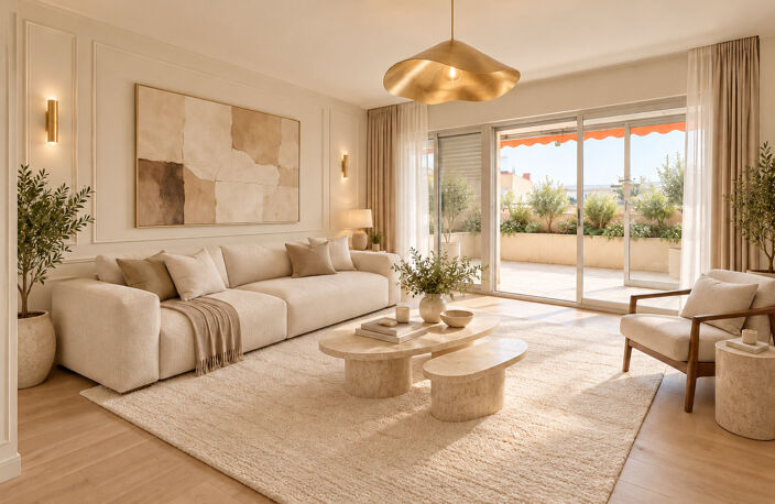 CANNES ANGLAIS T2 71 M2 SOL TERRASSES 29 M2 SUD VUE DÉGAGÉE — photo 4