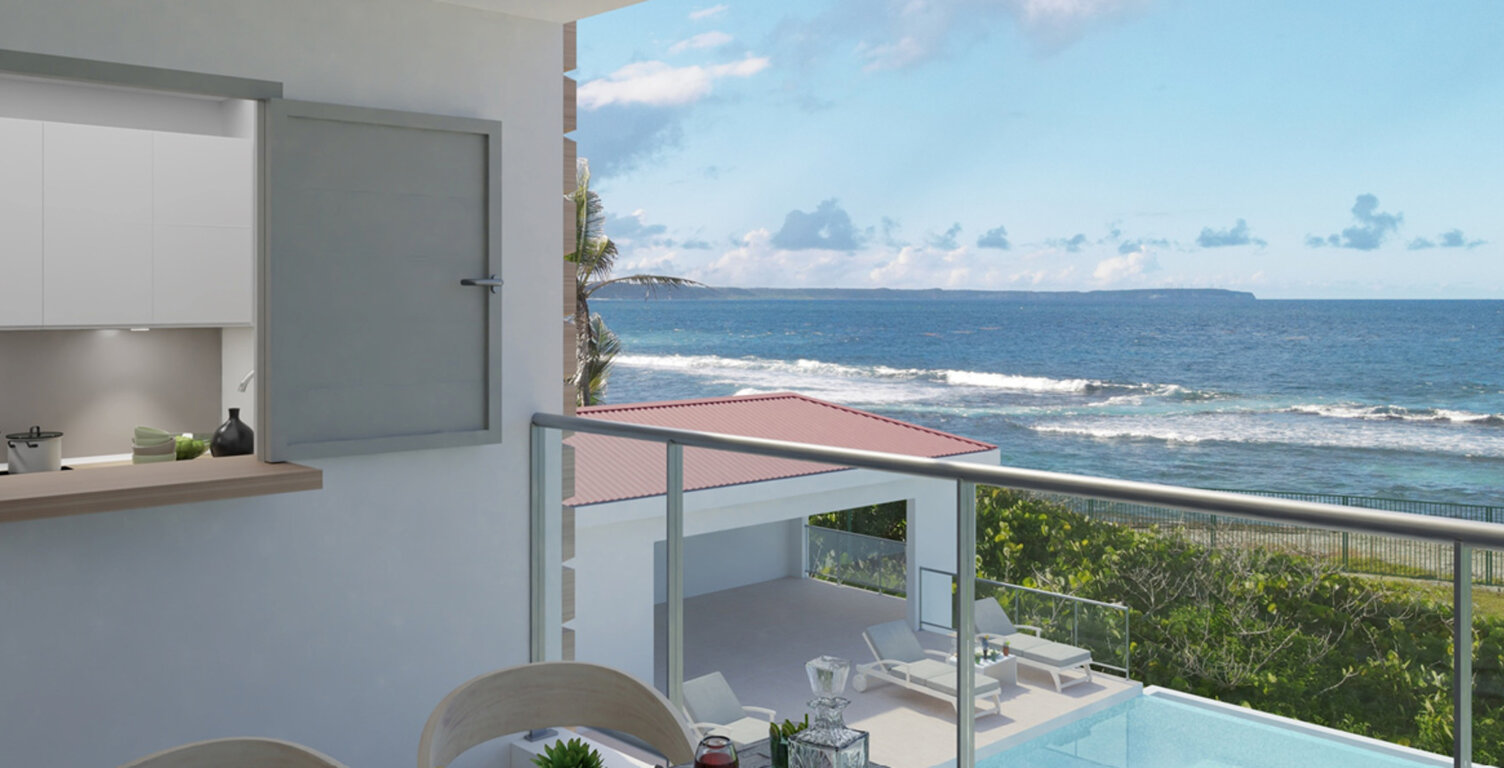 A VENDRE appartement T3 face piscine et face mer en RDC à Moule — photo 1
