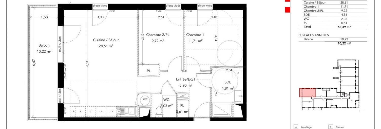 Appartement 3 Pièces 63 m² à vendre à Paimpol (22500)