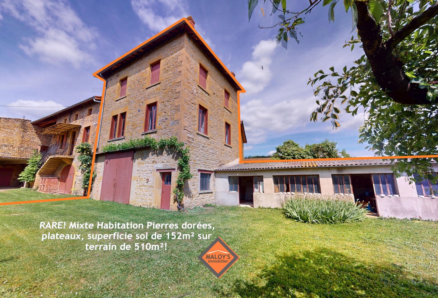 RARE! Mixte Habitation Pierres dorées, plateau, 151m² à aménager terrain de 510m²! — photo 1