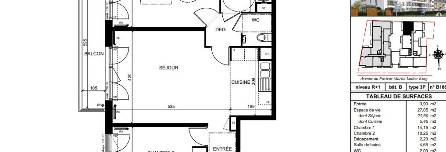 Appartement neuf T3 Pièce 63 à 65 m² à vendre à Trappes (78190)