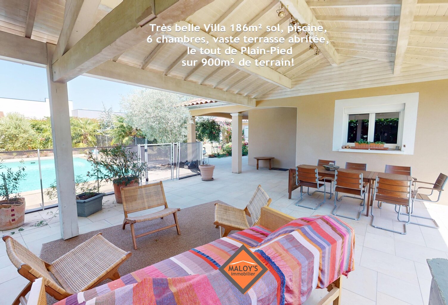 RARE! Villa Plain-Pied 186m² sol, piscine, 6 chambres, 900m² terrain paysagé, CHAZAY! — photo 1