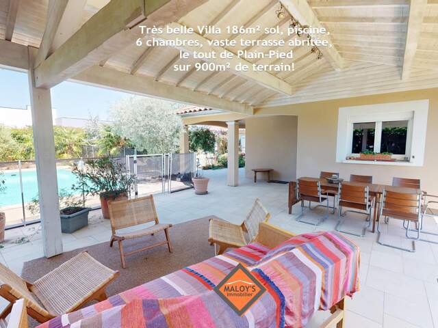 RARE! Villa Plain-Pied 186m² sol, piscine, 6 chambres, 900m² terrain paysagé, CHAZAY! — photo du bien