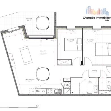 Appartement 3 pièces 243500 €