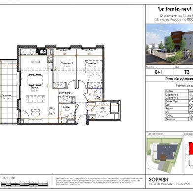 Appartement 3 pièces 268000 €