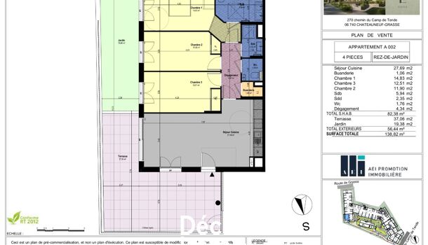 Appartement 4 pièces  à vendre Châteauneuf-Grasse 06740