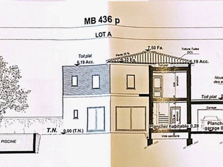 GRAU D'AGDE(34) PROJET CONSTRUCTION VILLA CONTEMPORAINE 4 FACES, TERRAIN 586 m2, ACCES MER PROCHE — photo 1