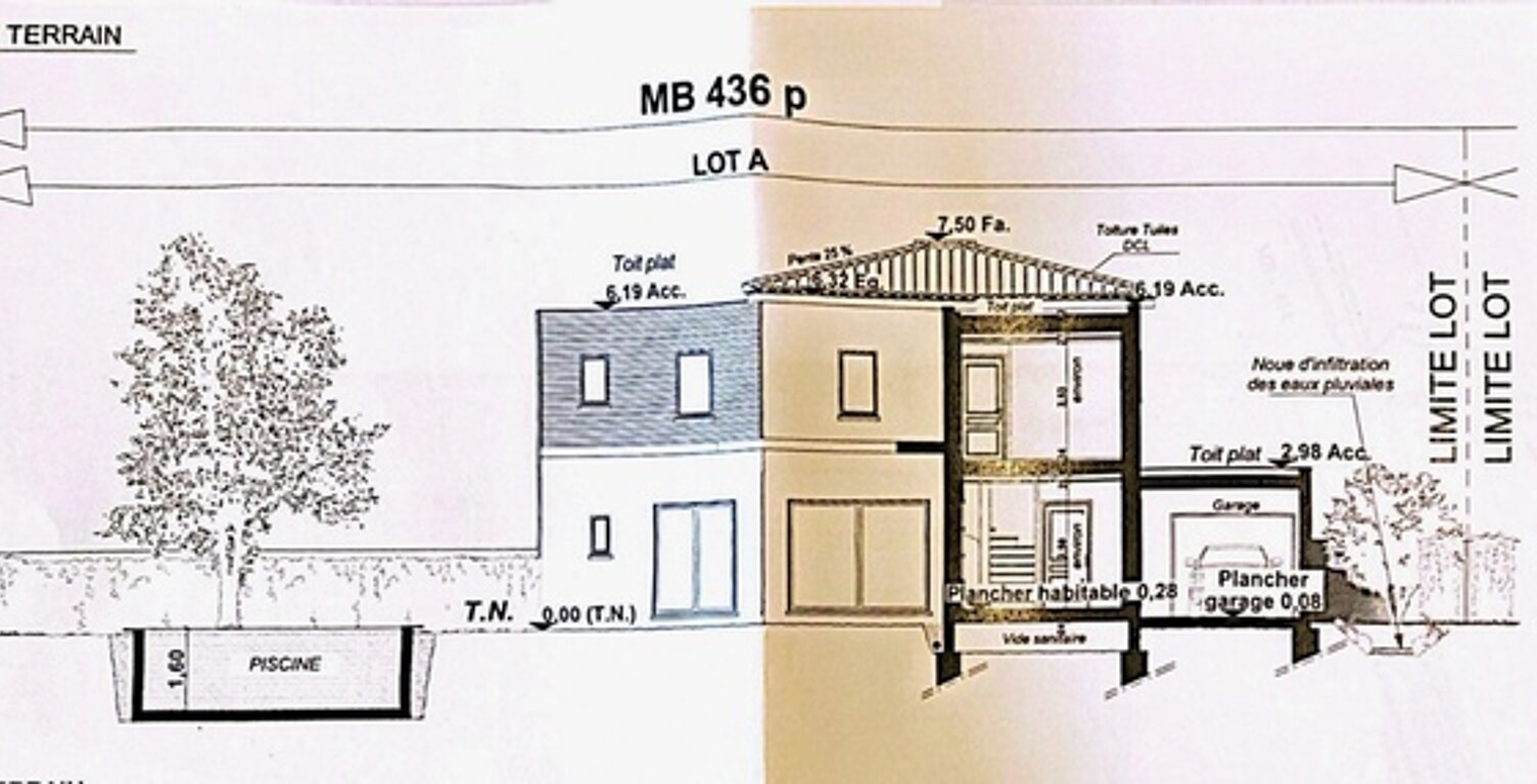 GRAU D'AGDE(34) PROJET CONSTRUCTION VILLA CONTEMPORAINE 4 FACES, TERRAIN 586 m2, ACCES MER PROCHE — photo 1