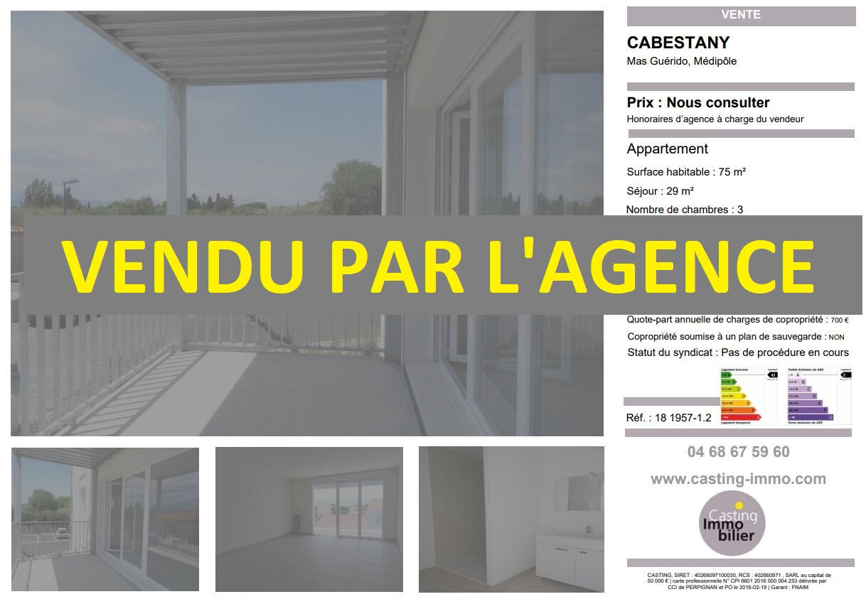Appartement  T4 à vendre Cabestany 66330
