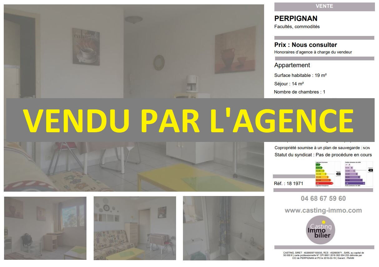 Appartement  T1 à vendre Perpignan 66000