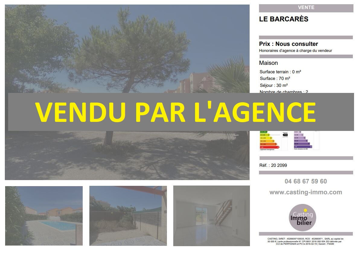 Villa / Maison  T3 à vendre Barcarès (Le) 66420