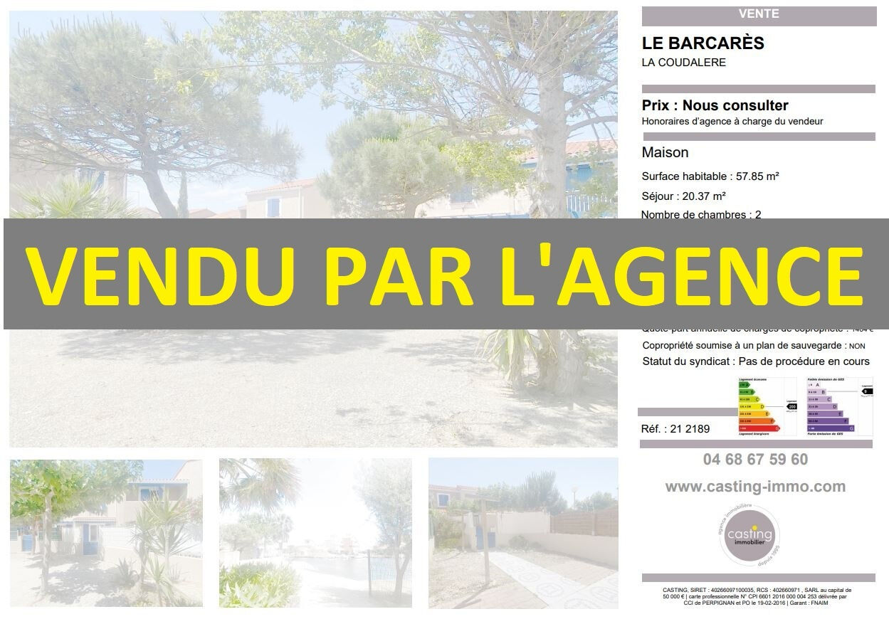 Villa / Maison  T3 à vendre Barcarès (Le) 66420