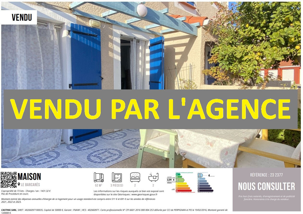 Villa / Maison  T3 à vendre Barcarès (Le) 66420