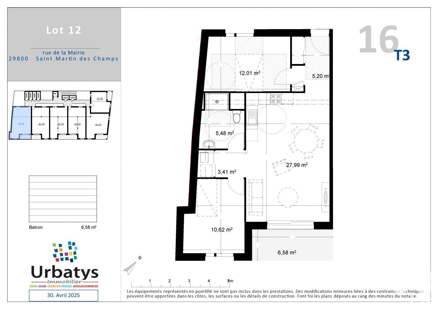 Appartement à vendre, 3 pièces, 64 m², Saint-Martin-des-Champs