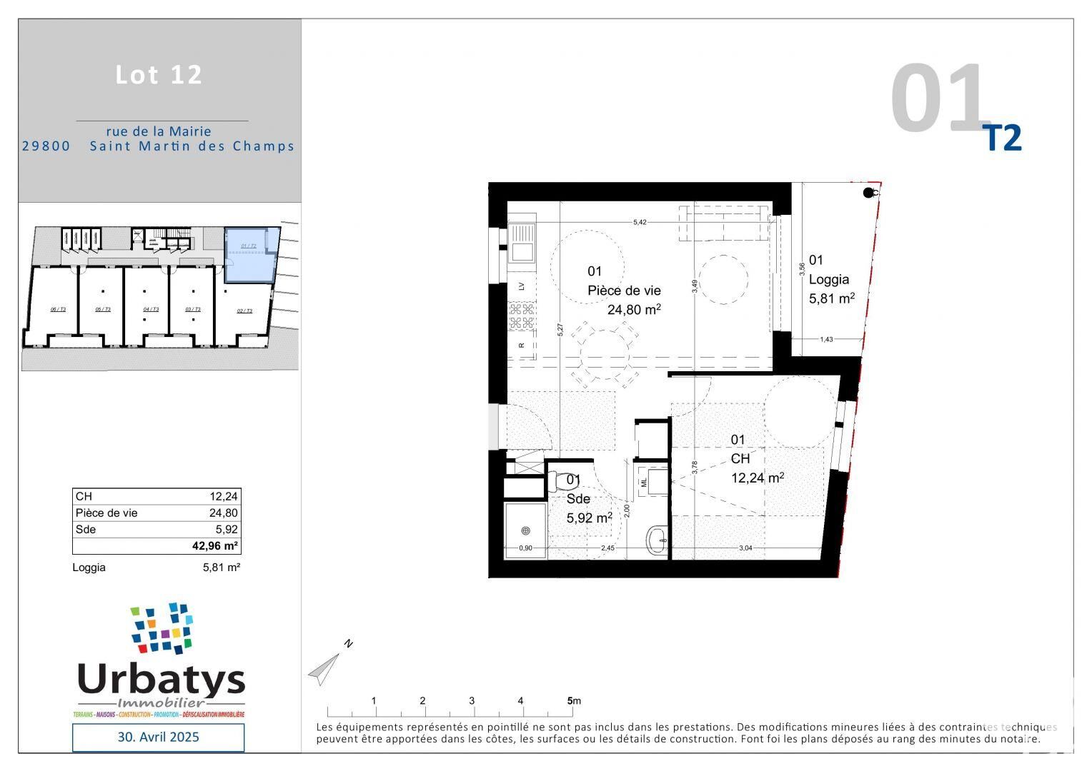 Appartement à vendre, 2 pièces, 42 m², Saint-Martin-des-Champs