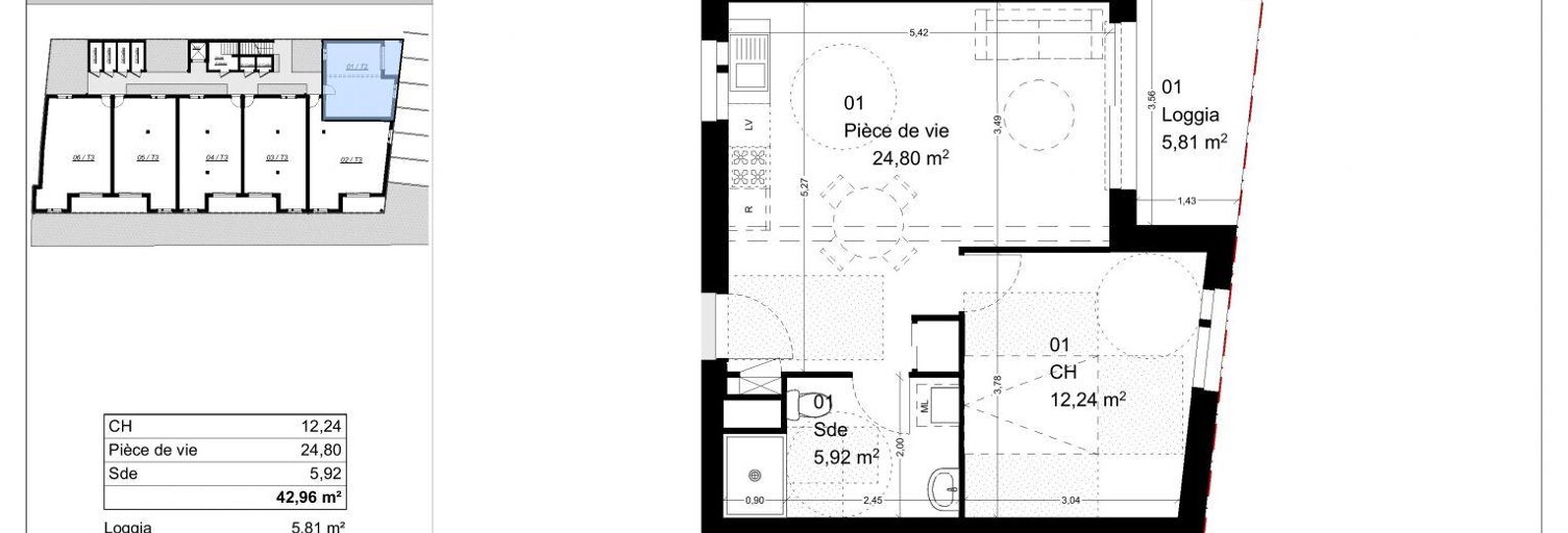 Appartement 2 Pièces 42 m² à vendre à Saint-Martin-des-Champs (29600)