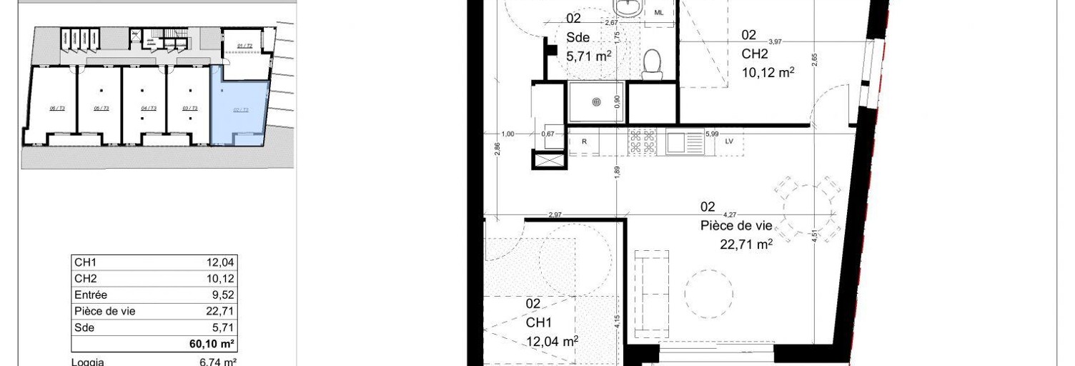 Appartement 3 Pièces 60 m² à vendre à Saint-Martin-des-Champs (29600)