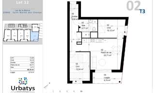 Appartement 3 Pièces 60 m² à vendre à Saint-Martin-des-Champs (29600)