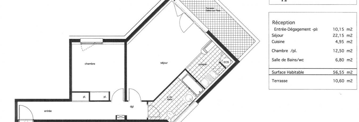 Appartement 2 Pièces 57 m² à vendre à Tours (37100)