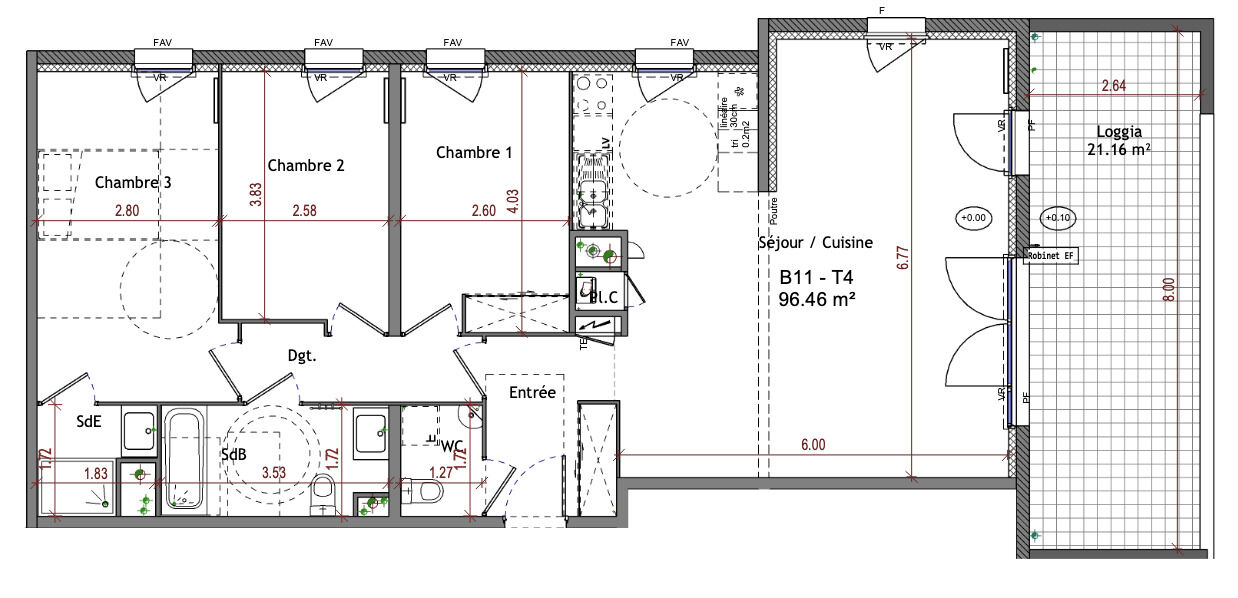 Appartement neuf 4 pièces 96 m²