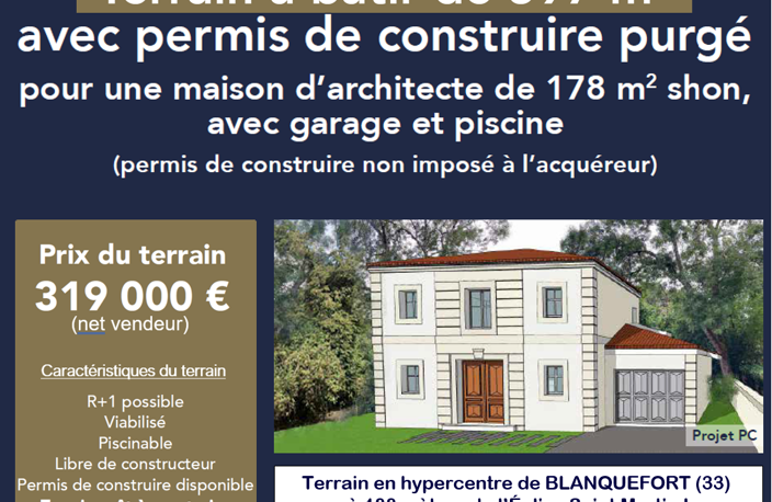Blanquefort (33), terrain à bâtir 597 m², plein centre-ville — photo 5