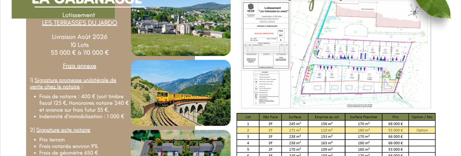Terrain  170 m² à vendre à La Cabanasse (66210)