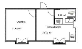Appartement 2 Pièces 26 m² à louer à Lyon 7 (69007)