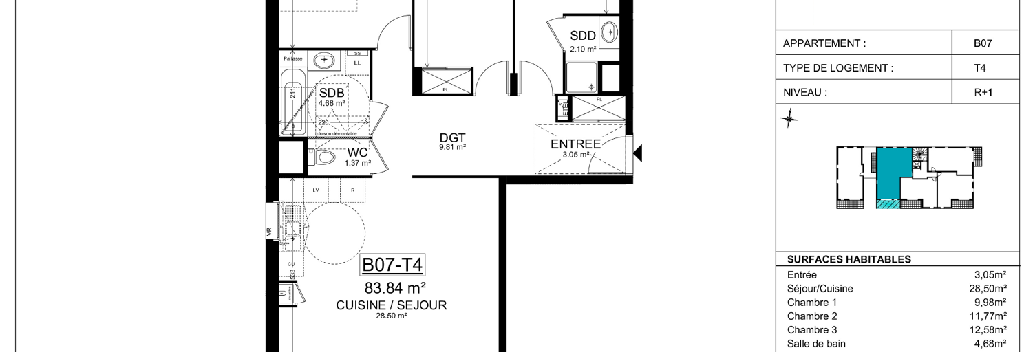 Appartement 3 Pièces 60 m² à vendre à Marnaz (74460)